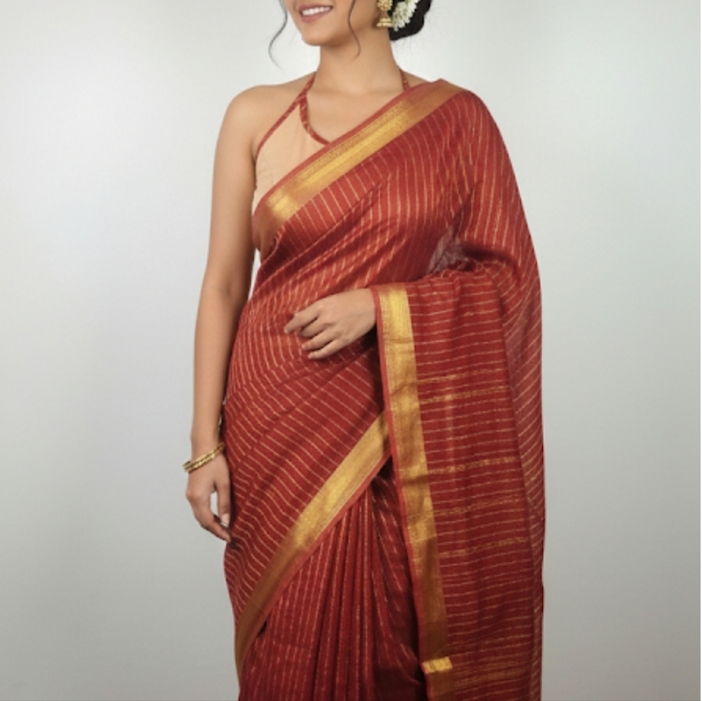 Red Sari Saree Skirt & Running Blouse Border Leheriya Print Regular Wear S